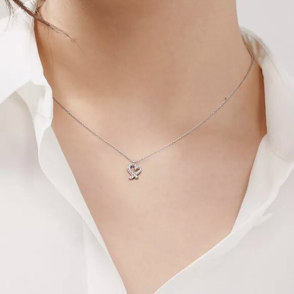 Paloma Picasso Loving Heart Pendant, White Gold with Diamonds - Picture 2 of 3